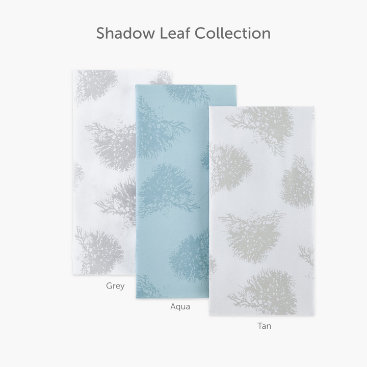 Shadow Leaf Collection in Grey, Aqua, and Tan