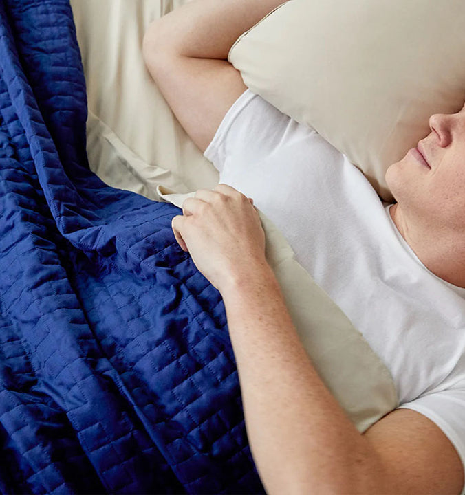 sleeping with cooling weighted blanket